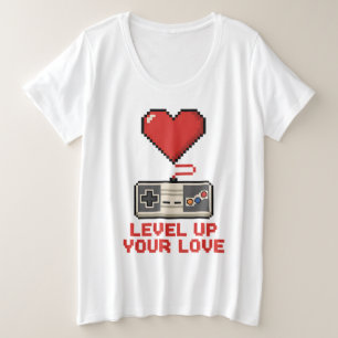 Verhoog Je Liefde, Retro Pixel Gaming Design Grote Maat T-shirt