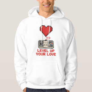Verhoog Je Liefde, Retro Pixel Gaming Design Hoodie