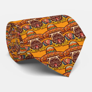 Verhoog je stijl: Cinco de Mayo Pug Dog Party Stropdas
