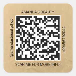 Verhoog uw merk met QR Code Kraft Square Vierkante Sticker