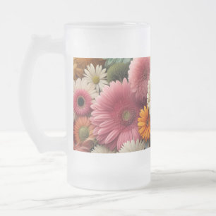 Verhoog uw ruimte Kleurrijke Gerbera Daisy Floral Matglas Bierpul