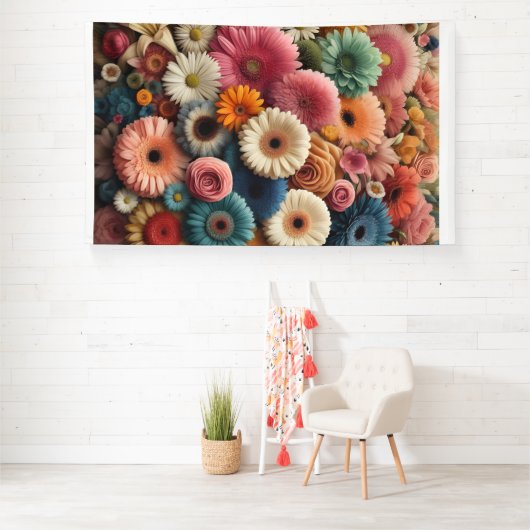 Verhoog uw ruimte Kleurrijke Gerbera Daisy Floral Spandoek (Insitu)