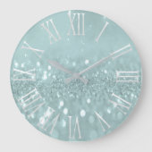Verhoog uw ruimte met de Blauwgroen Glitter Grey M Grote Klok (Voorkant)
