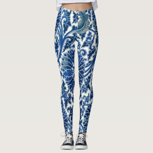Verhoog uw stijl: Blauw Bloemen & Chinees Ornament Leggings