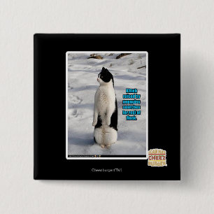 Verhoogd door pinguïns vierkante button 5,1 cm