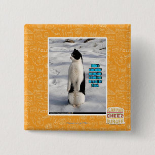 Verhoogd door pinguïns vierkante button 5,1 cm