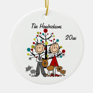 Verhoogd paar, twee honden, kattensierplant keramisch ornament