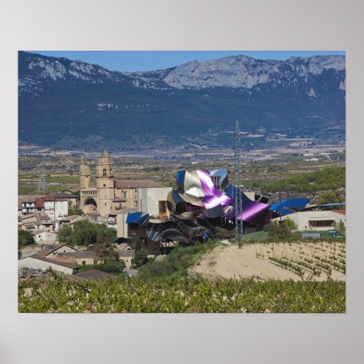 Verhoogd uitzicht en Hotel Marques de Riscal Poster (Voorkant)