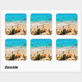 Verhoogd Uitzicht van de Waikiki-strand, Honolulu Vierkante Sticker (Vel)