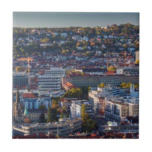 Verhoogd Uitzicht van Stuttgart Tegeltje (Voorkant)