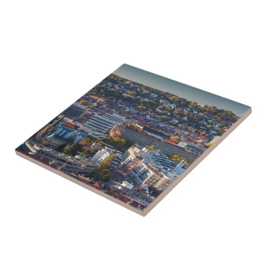 Verhoogd Uitzicht van Stuttgart Tegeltje (Zijkant)