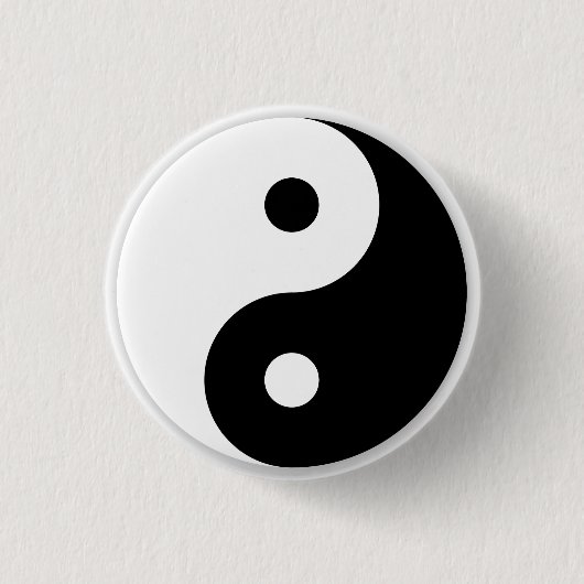 Verhoogd Yin/Yang-symbool Ronde Button 3,2 Cm (Voorkant)