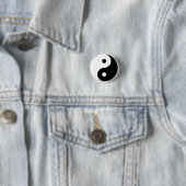Verhoogd Yin/Yang-symbool Ronde Button 3,2 Cm (In situ)