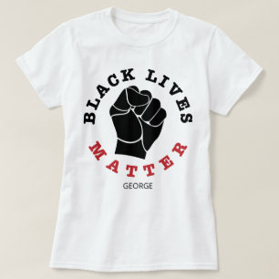 Verhoogde naam van vuist zwart vedertje Gepersonal T-shirt