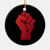 Verhoogde rode gradiëntvuist keramisch ornament (Voorkant)