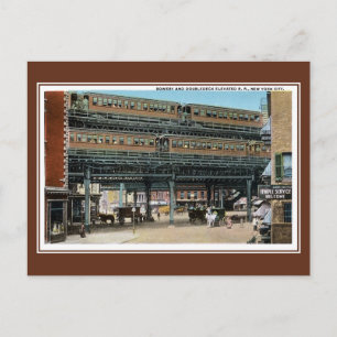  verhoogde spoorweg in New York City Bowery Briefkaart