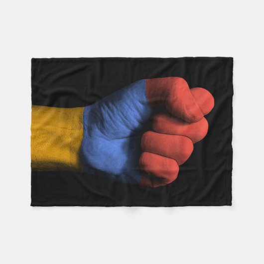 Verhoogde uitgelijnde vuist met Armeense vlag Fleece Deken (Voorkant (Horizontaal))