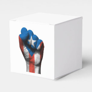 Verhoogde uitgelijnde vuist met Puerto Ricaanse vl Bedankdoosjes