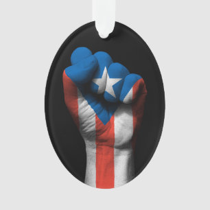 Verhoogde uitgelijnde vuist met Puerto Ricaanse vl Ornament