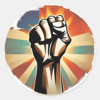 VERHOOGDE VUIST SERIE - retro badge Ronde Sticker