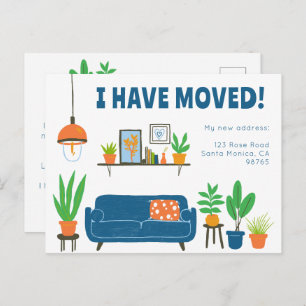 Verhuisaankondiging Adres Schattigee Woonkamer Ban Briefkaart