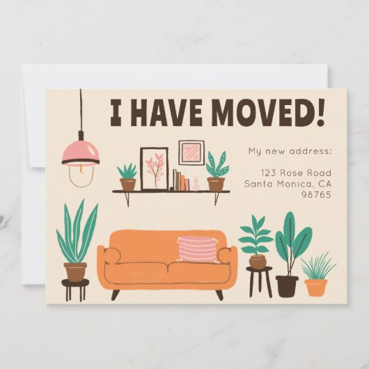 Verhuisaankondiging Adres Schattigee Woonkamer Kaa Kaart (Voorkant)