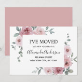 Verhuisaankondiging Dusty Pink Floral Kaart (Voorkant / Achterkant)