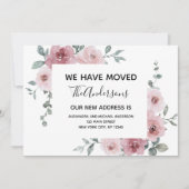 Verhuisaankondiging Dusty Pink Floral Kaart (Voorkant)