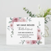 Verhuisaankondiging Dusty Pink Floral Kaart (Staand voorkant)