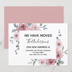 Verhuisaankondiging Dusty Pink Floral Kaart