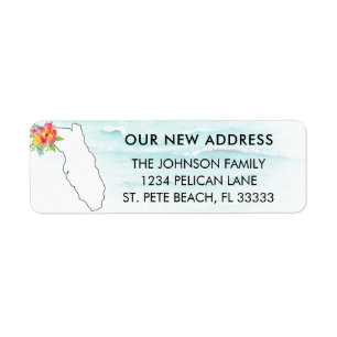 Verhuisaankondiging Florida Kaart Retouradres Etiket