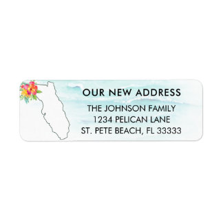 Verhuisaankondiging Florida Kaart Retouradres Etiket