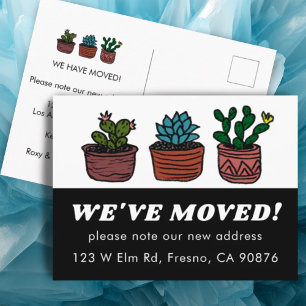 VERHUISAANKONDIGING NIEUW ADRES Schattige Cacti Briefkaart