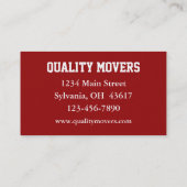 Verhuisbedrijf, Visitekaartje (Achterkant)