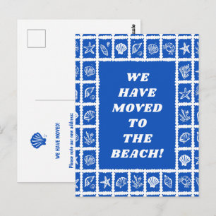 VERHUISBERICHT ADRES Blauwe Schelpen Strand Briefkaart