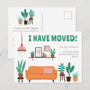 Verhuisbericht Adres Cute Woonkamer Bank Briefkaart