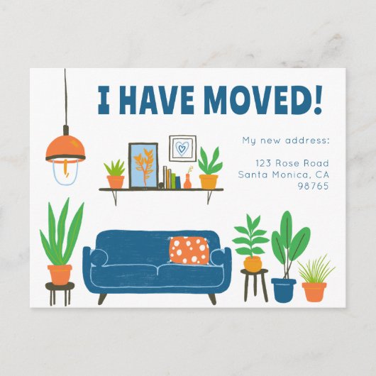 Verhuisbericht Adres Cute Woonkamer Bank  Briefkaart (Voorkant)