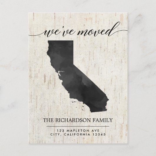 Verhuisbericht, landelijke staat Californië Uitnodiging Briefkaart (Voorkant)