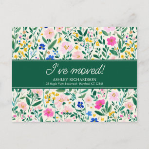 Verhuisbericht met bloemen briefkaart