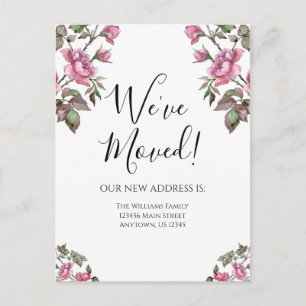 Verhuisbericht Paarse Waterverf Bloemen Briefkaart