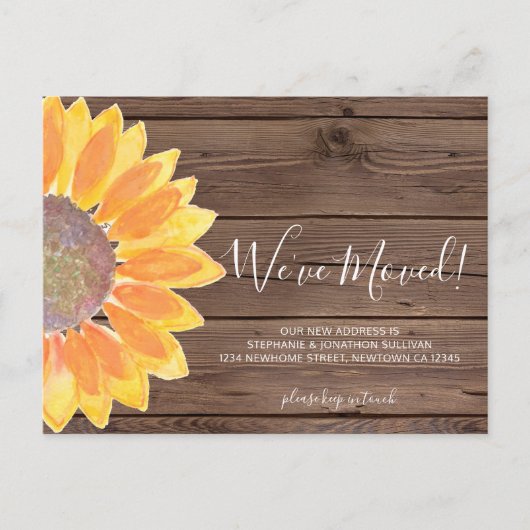 Verhuisbericht Zonnebloem Ansichtkaart Aankondigingskaart (Voorkant)