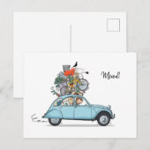 Verhuiskaart Citroen Eend blauw Briefkaart (Voorkant / Achterkant)