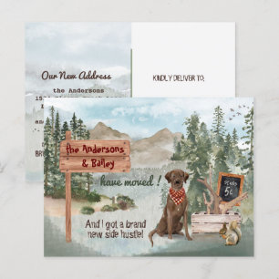 Verhuizen Chocolade Labrador Retriever Nieuw adres Aankondigingskaart