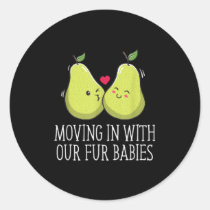Verhuizen met onze vier baby's bruiloft huwelijksr ronde sticker