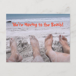 Verhuizen naar het strand grappige adreswijziging aankondigingskaart