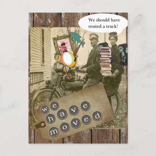 Verhuizen op een fiets aankondigingskaart (Voorkant)