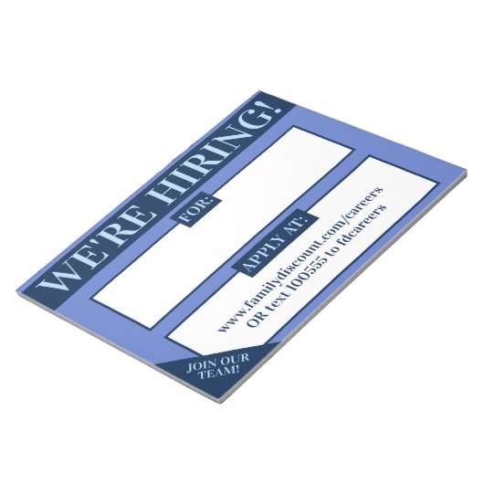 Verhuur van hulp voor gezochte werkgevers notitieblok (Schuin)