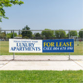 Verhuurde zakenlease-banner blauw geel spandoek (Insitu)