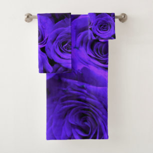 Veri peri periwinkle blue paarse rozen bad handdoek