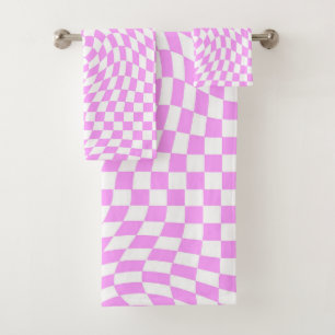 Vérificateur déformé rose et blanc À damiers Motif